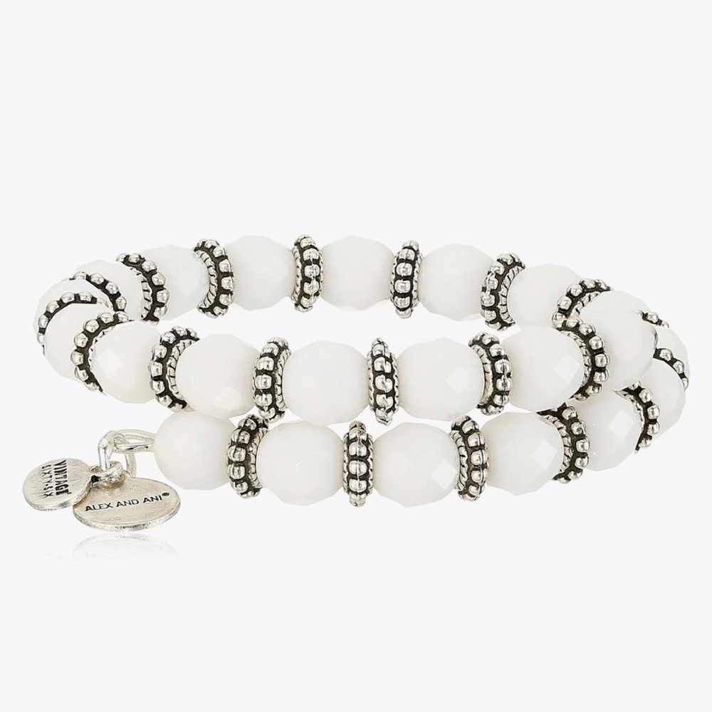 Alex and Ani Spirit Wrap, Cloud, White and Silver Beaded Bracelet, NWT - Picture 3 of 9